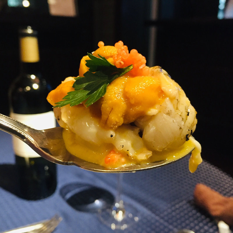 串木野産赤座海老のグリエw/オランジェブールブランソース(フランス厨房 旬彩 中央駅店 )