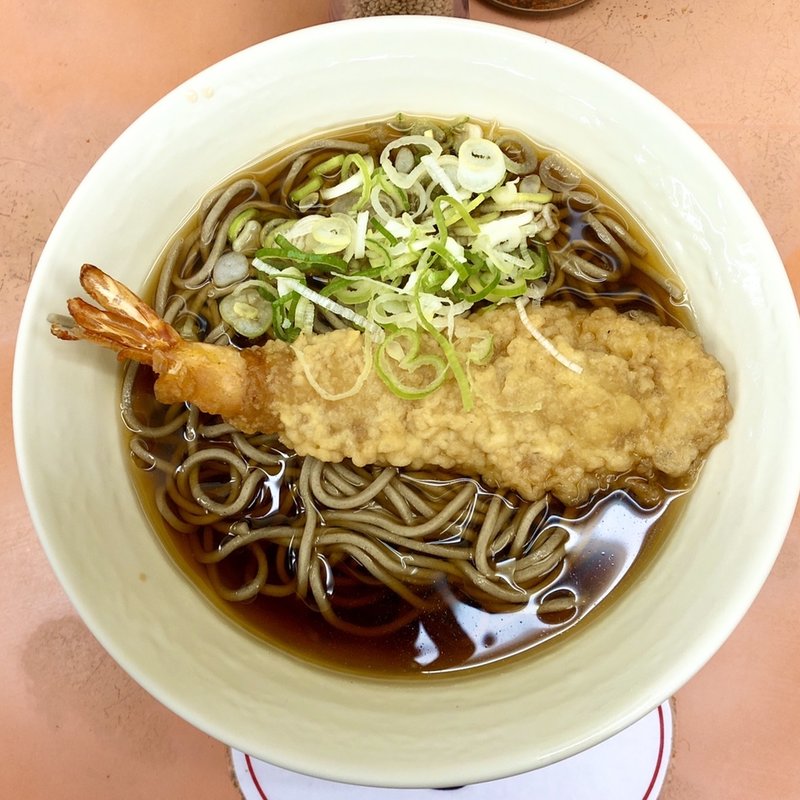 ジャンボ海老1本そば(常盤軒)