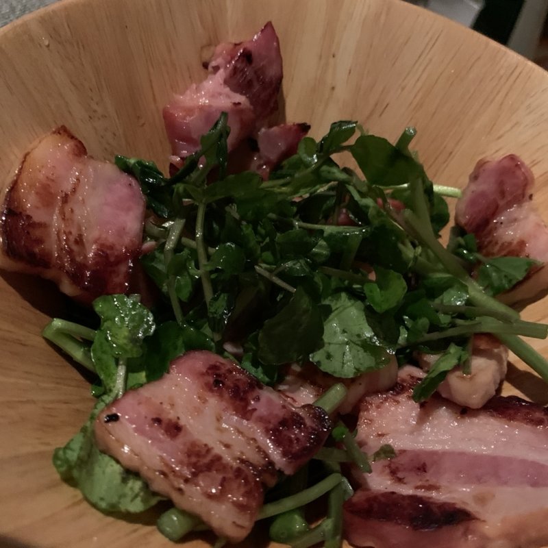 クレソンとブロックベーコンのサラダ(自宅)