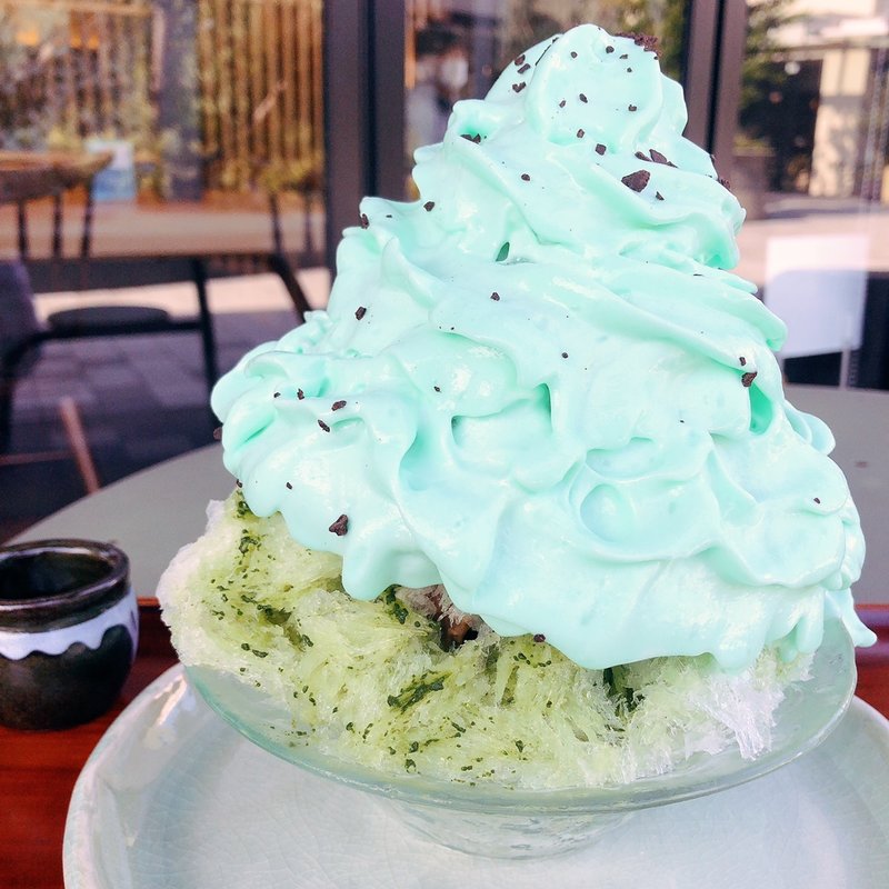 抹茶ミルクとミントエスプーマの夏氷(茶匠 清水一芳園 三井アウトレットパーク木更津店)