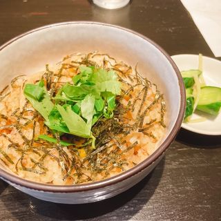 銀鮭の炊き込みゴハンTKG(柳麺まる重)