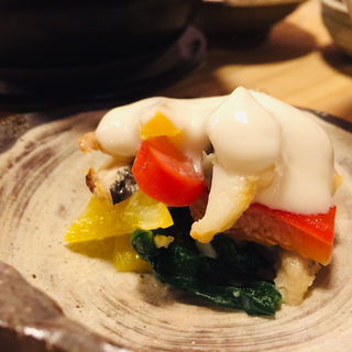 太刀魚とパプリカの自家製豆乳マヨネーズ和え(山映 )