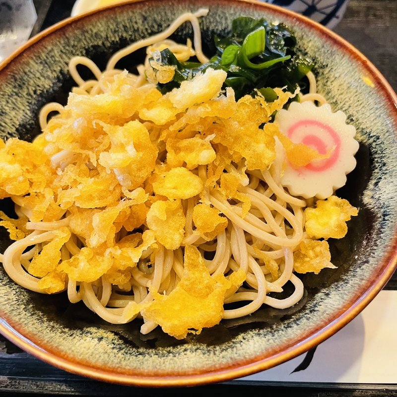 冷したぬきそば(生蕎麦満留賀)