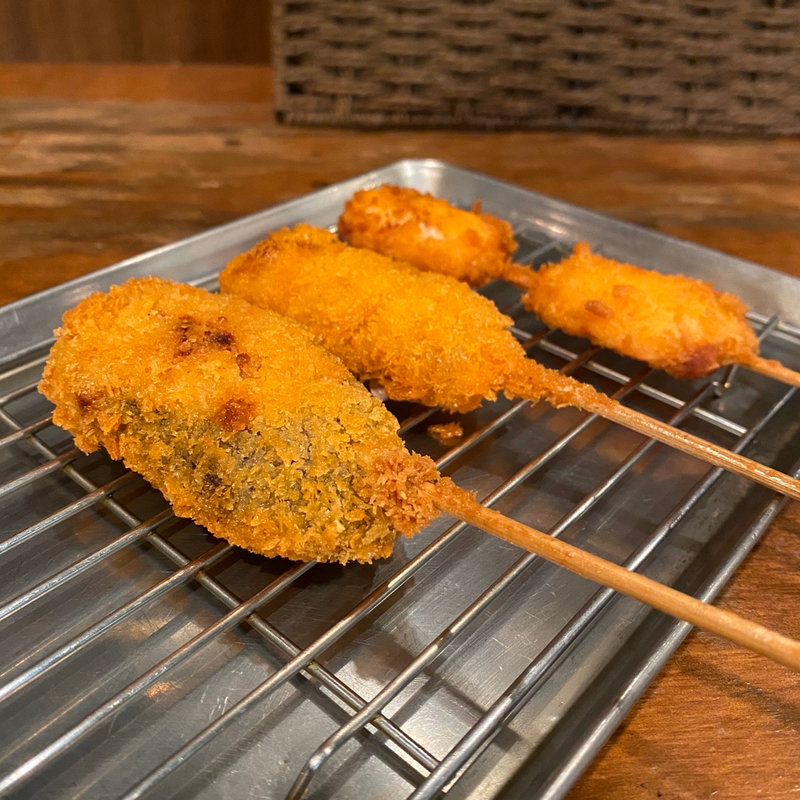 なす肉詰め、串カツ、いか(ボンクラ )