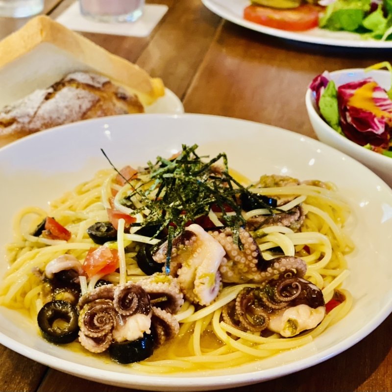 いいだこと青のりの厳選冷製パスタ(三橋の森 カフェ・ボスケ)