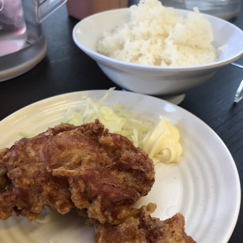 唐揚セット　1ヶ+ライス(黒木製麺 釈迦力 雄 柏原店)