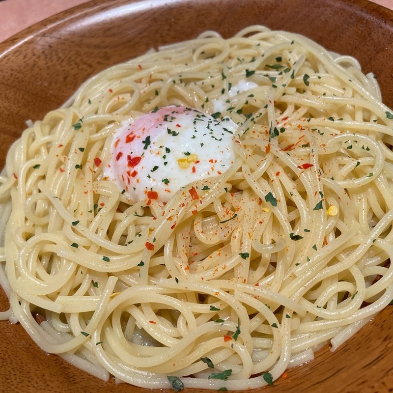 ペペロンチーノ温玉　大盛り(サイゼリヤ 東新小岩店)