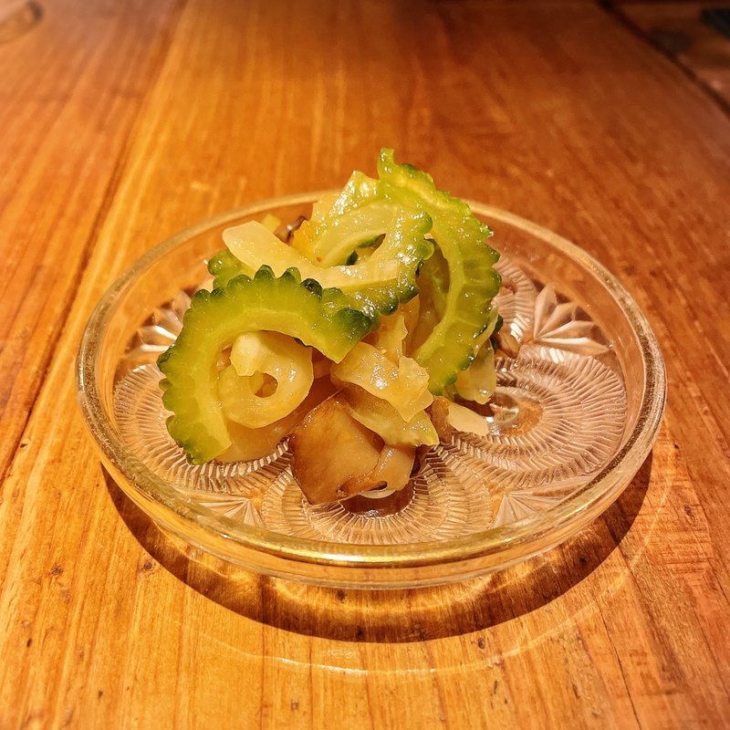 セロリ、ゴーヤ、揚げ舞茸の梅和え(酒井商会)