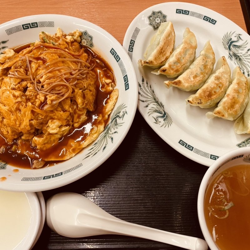 天津飯＆餃子セット(日高屋 京成大久保店)