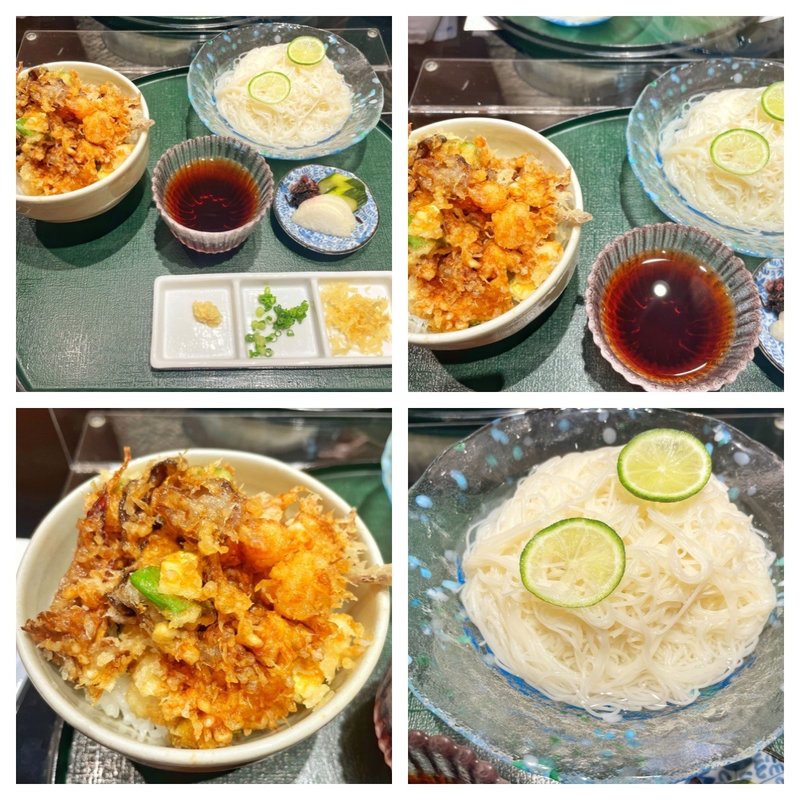 夏のかき揚げ丼とそうめんのセット(天政 羽田空港店)