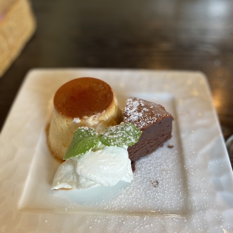 チョコケーキ＋プリン(CAFE Ange（アンジュ）)