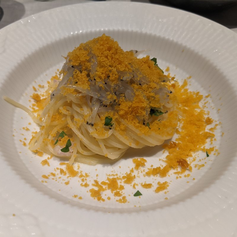 霞ヶ浦産白魚の冷製フェデリーニ　自家製唐墨添え(Regalo)