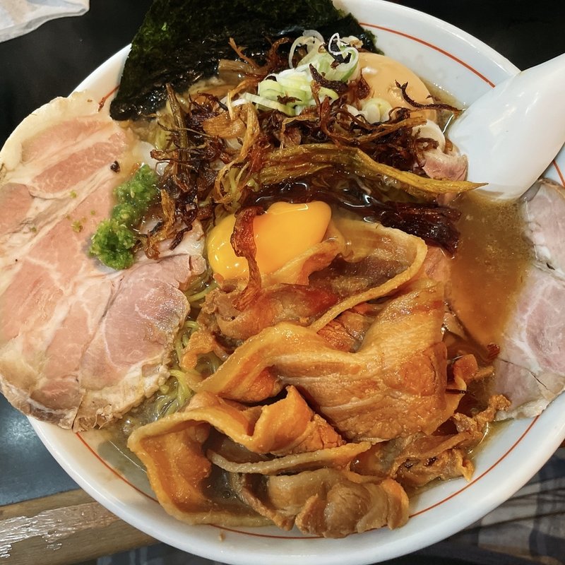 カニ不純シジミ15kg大盛り、つけ玉、焦がしネギ、青唐。(一条流がんこ総本家分家荒木町)