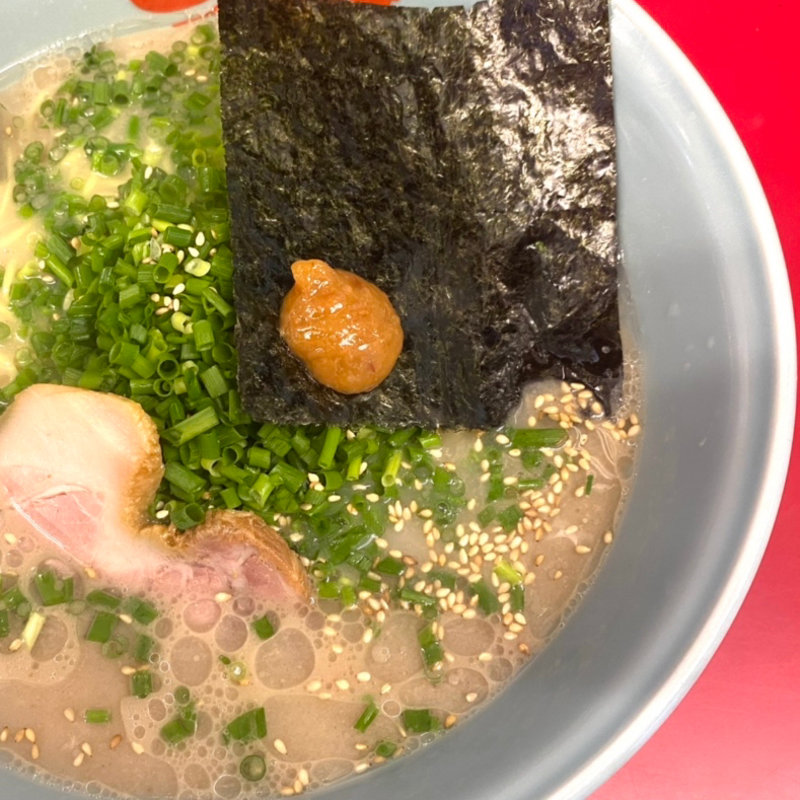 朝ラーメン中盛＋青ねぎ(ラーメン山岡家 南2条店)