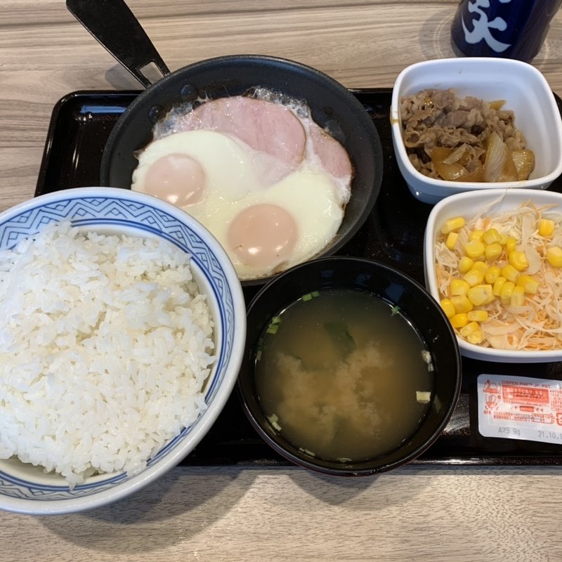 Wハムエッグ牛小鉢定食(吉野家 仙台加茂店 )