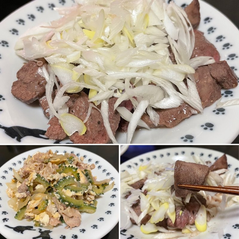 ネギタン塩&ゴーヤチャンプル(自宅)