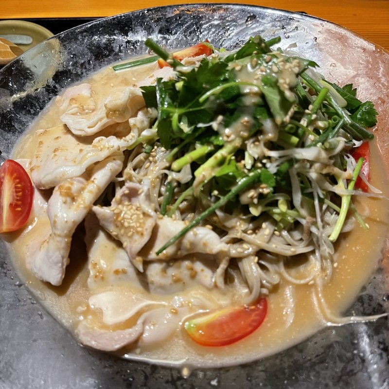 とうもろこし豚の冷しゃぶ蕎麦(土風炉)