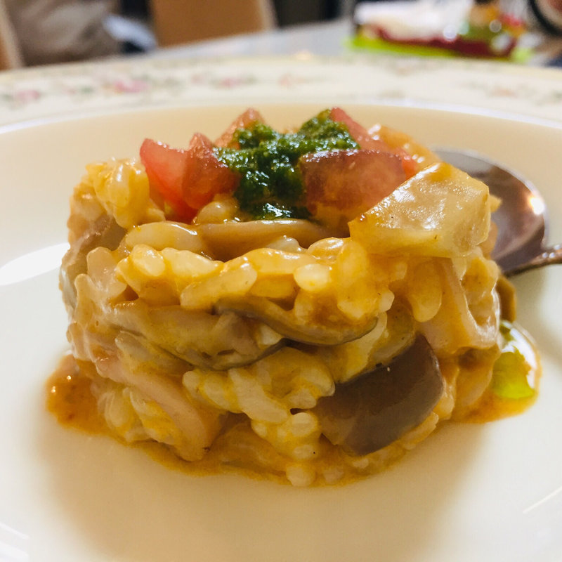 槍烏賊と小海老のチーズリゾット(Kitchenピエロ)