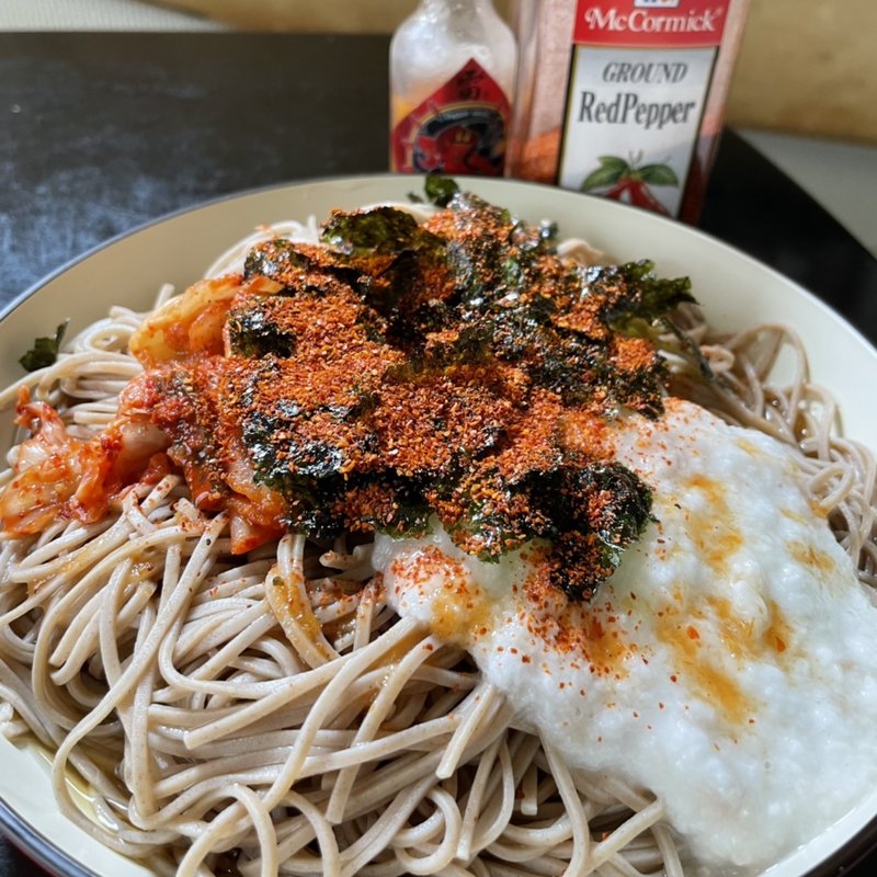 とろろ激辛蕎麦(自宅)