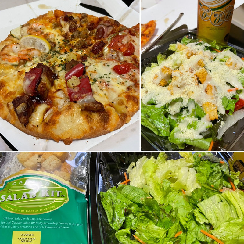 ステーキ&シュリンプクォーター！シーザーサラダ(ピザーラ 習志野 薬園台)