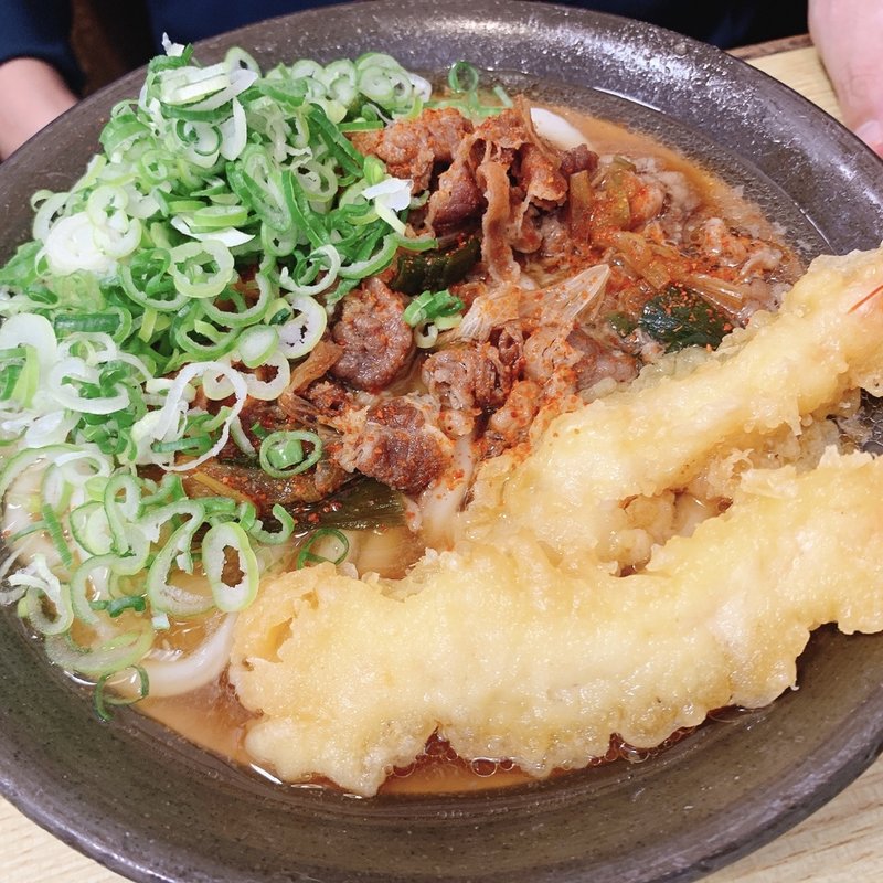 肉・姿えびうどん(牧のうどん 久山店)