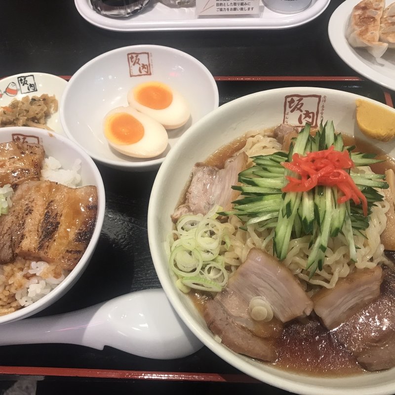 中華風冷やしラーメンと炙り焼豚ごはん(喜多方ラーメン坂内 多摩センター店)