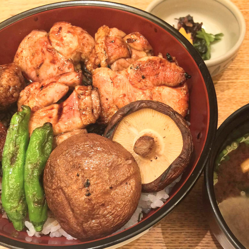 地鶏の焼鳥丼(麻鳥・串焼きと釜めし)