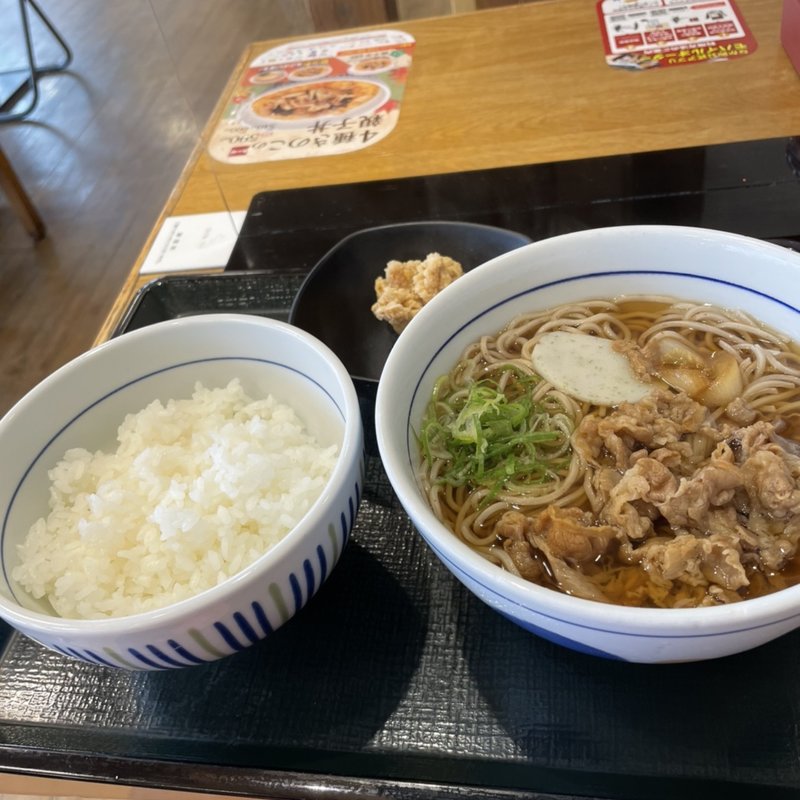 竜田揚げ朝肉そばセット(なか卯 南塚口店 )