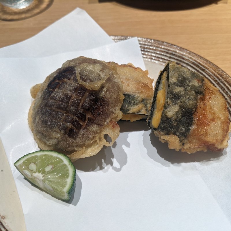 椎茸・タイラ貝うに真丈はさみ揚げ(みこころや )