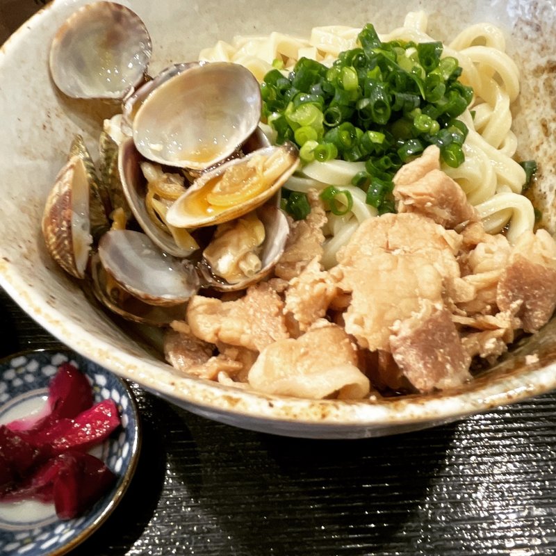 あさり肉うどん定食(玉かけセット)(たこ焼とおでん 池下)