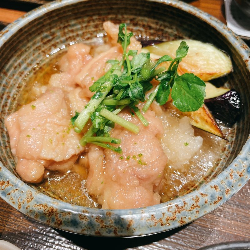 若鶏と茄子の柚子おろし煮定食(恵比寿 土鍋炊ごはん なかよし 丸の内店)