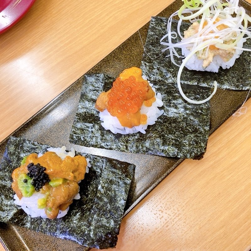 新物うに鮨し人流3種盛り(スシロー 広島古市店 )