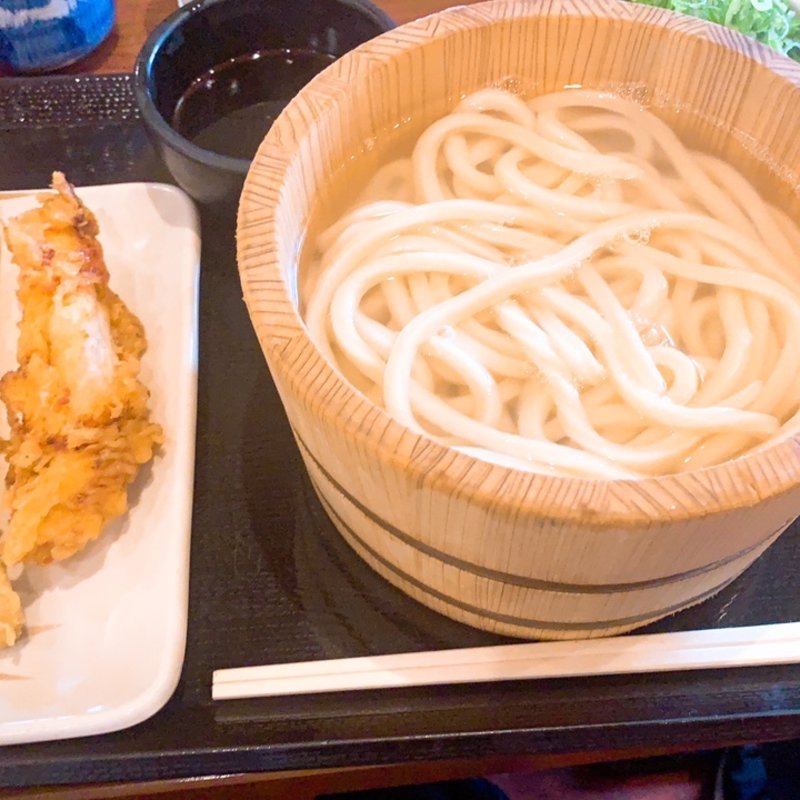 釜揚げうどん　ごぼう天、かしわ天(丸亀製麺川崎多摩)