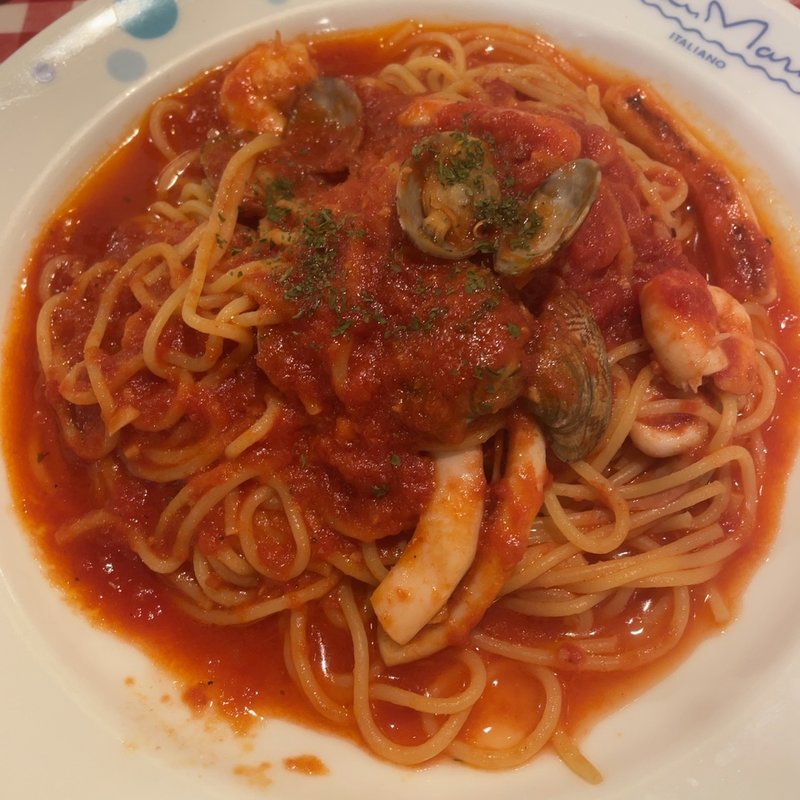あさり・エビ・イカのトマトソース(パスタランチ)(マリオ・エスプレッソ 袋町店 )