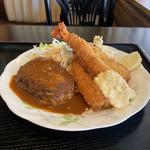 Cランチ(ハンバーグ+海老フライ)