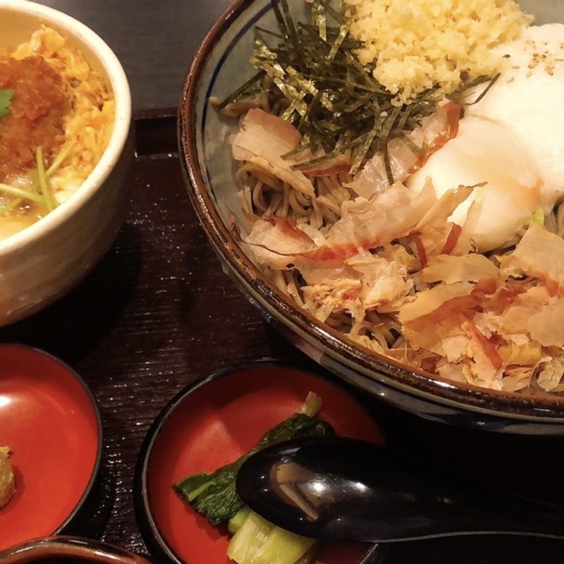 かつ丼と選べるおそばの定食（冷やし月見山かけそば）(信州そば処 そじ坊 堺東ショップ南海店)
