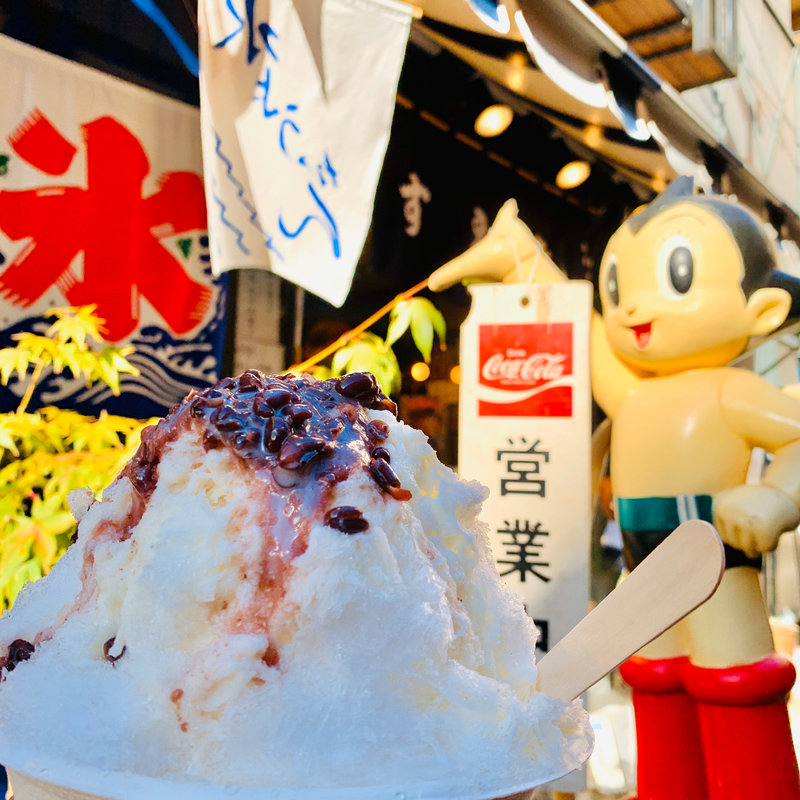 かき氷 小豆ミルク(和菓子 たいやき すえき)