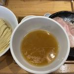 塩つけ麺(エビ油)藻塩+すだち(麺屋鈴春)
