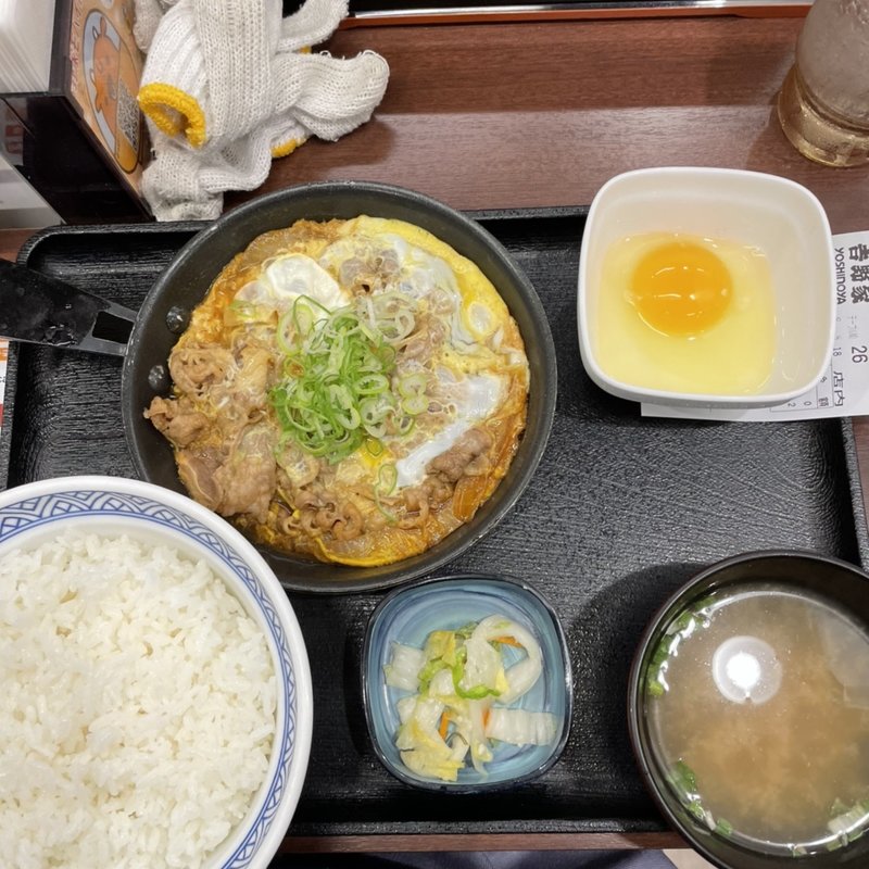 月見牛とじ御膳(吉野家 フレンテ西宮店)