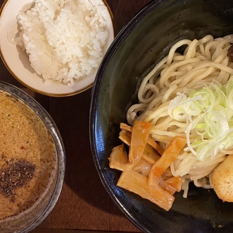味玉九龍坦々つけ麺、肉増し(スパイス飯麺 兄弟舎)