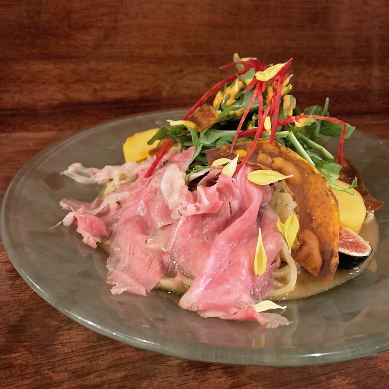 限定　和牛サーロインときのこのまぜそば(海老丸らーめん)