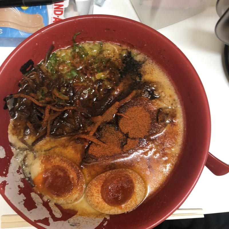 赤辛煮卵牛じゃんらーめん(ラーメンまこと屋 大東南新田店)