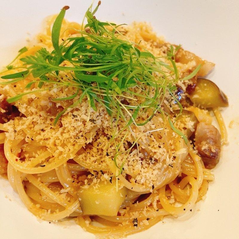 本日のパスタ（豚バラスモークのガーリックパスタ）(瀬戸内バルfuus)
