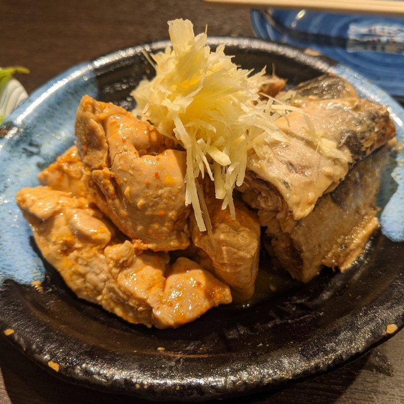 あん肝、キンタロウイワシ味噌煮(川治)