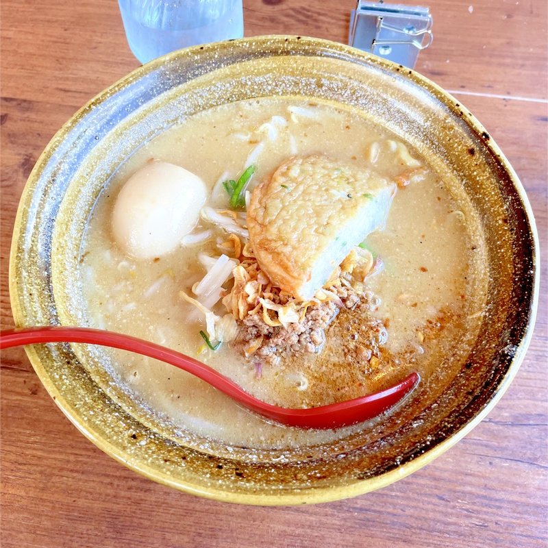 九州麦味噌ラーメン（ハーフ）味玉トッピング(麺場 田所商店 東金店)