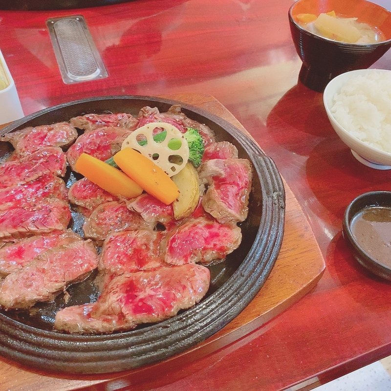 ハンキングテンダーステーキ定食(肉が一番 天神店)
