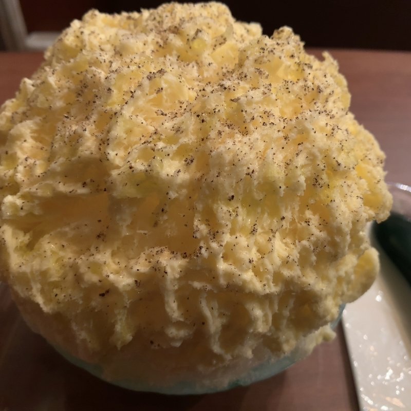 洋梨キャラメルカルボナーラ(イタリアンかき氷リコッタ)