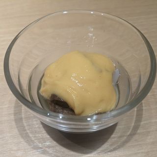 ホタテ・蛇腹きゅうり・大徳寺麩の黄身酢がけ(みこころや )