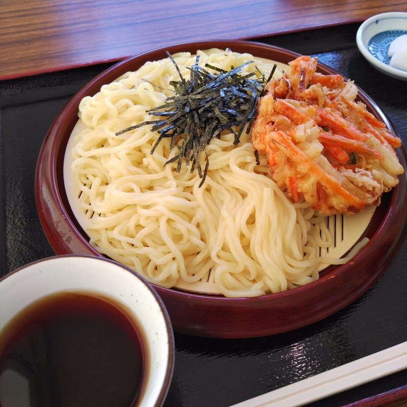 ざるかき揚げラーメン(道の駅はなわ)