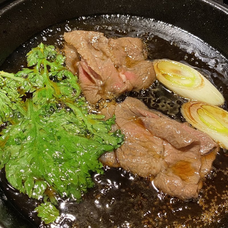 ミスジすき焼き風(焼肉 しんうち 神楽坂)